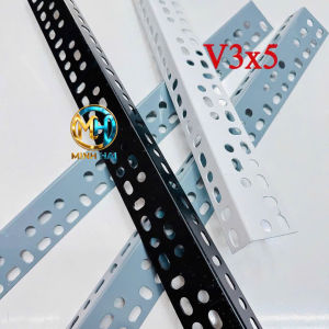 Sắt V3x5 lỗ (màu trắng đen) - lắp kệ sắt V lỗ Thanh Sắt V Lỗ 3x5 Đa Năng Lắp Kệ Sơn Sắt Tĩnh Điện