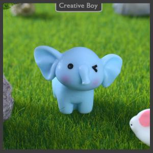 [Creative] Cartoon Cute Blue Elephant Micro Landscape Desktop Decorative Ornaments Mini Elephant DIY Gadgets Home Figurines Statue