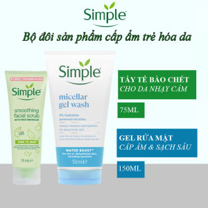 Combo sữa rửa mặt Simple + tẩy tế bào chết Simple cho mọi loại da 75ml