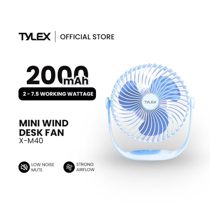 TYLEX X-M40 7 Inches Portable 360° Rotation Mini Wind Desk Fan