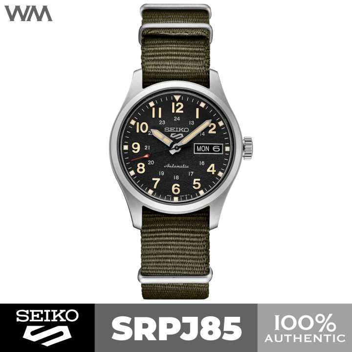 Seiko Sports Textured Black Dial 36mm Mid Size Field Automatic