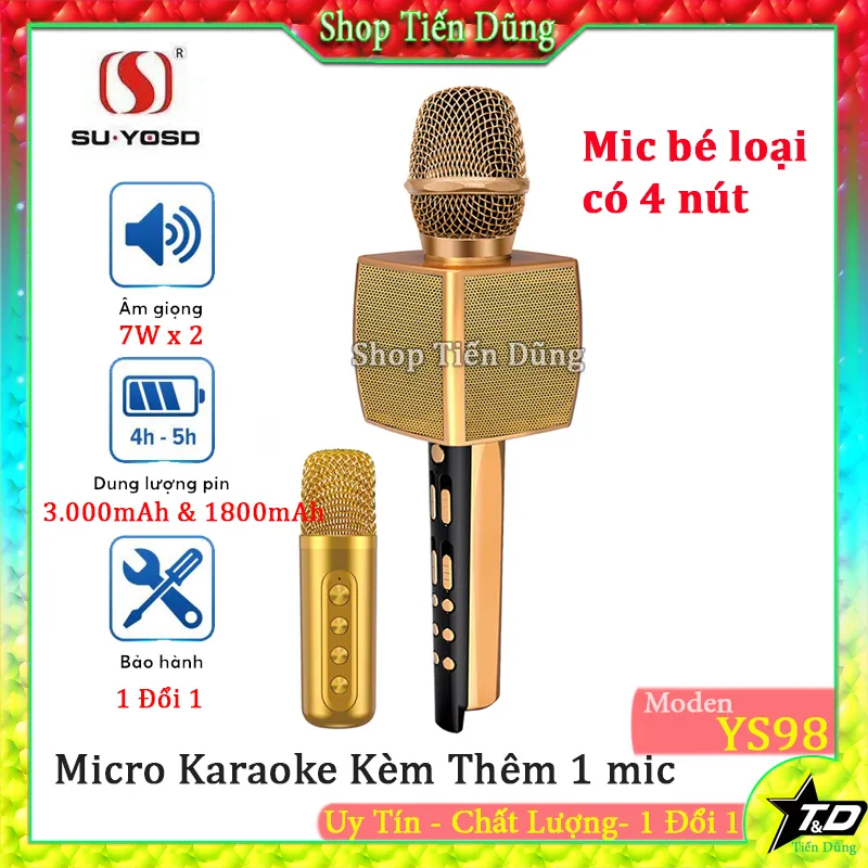 Mic bluetooth karaoke YS98 k m 1 micro c m tay c th h t song ca