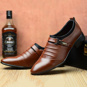 Recool ผู้ชายรองเท้าหนัง PU อย่างเป็นทางการสะดวกสบายแบนชี้นิ้วเท้ารองเท้าลำลอง