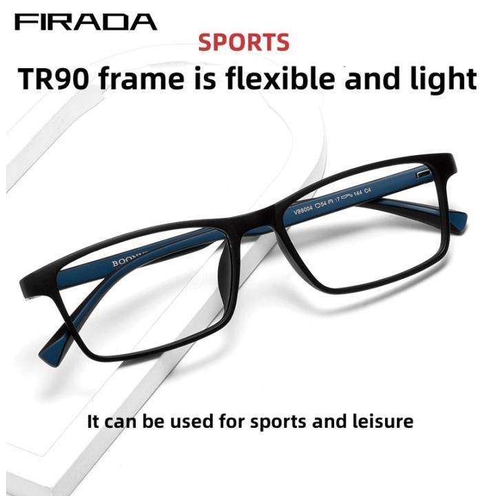 FIRADA Fashion Eyeglasses Men's Ultra Light Retro Square TR90 Eyewear  Myopia Optical Prescription Glasses Frame For Men VB8004