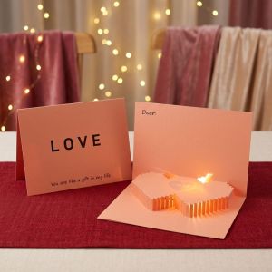 SKYJS Expressing Love 3D Heart Pop Up Greeting Card 60 Second Record Handwrite Message Voice Recording Wish Card Handmade With Envelope Romantic Holiday Card Valentines Day