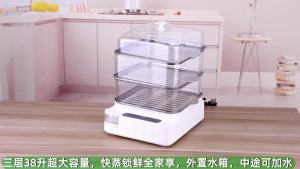 LDIES Food Steamer for Cooking - Vegetable Steamer with 24H Booking & 60Min Timer Electric Steamer with Digital Display and 3 Tier Stackable Trays