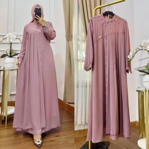 Hanifah Dress Model Dua Layer/Busana Muslim Kondangan Cantik/Model Kekinian