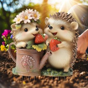 Playfulness Animal Themed Yard Stake Hedgehogs Acrylic Lawn Marker for Landscape And Labeling