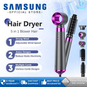 【5 years warranty】 Samsung 5 in 1 Hair Dryer Comb Hair Curling Straightening Original Professional Electric Blower Multifunctional Hair Styling Set Comb Straightener Curler