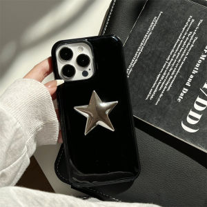 Y2K Cute Plating 3D Star Soap Phone Case For iPhone 16 15 14 13 Pro Max Pentagram Cool Stylish Lens Protection Silicone Cover