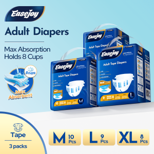 【Fast Delivery】Easejoy 3-Pack Bundle Tape Adult Diapers High Absorbency Adult Diapers M10/L9/XL8