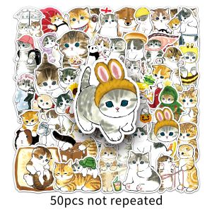 50pcs Cute Cartoon Cat Sticker Kawaii Cat Animal Graffiti Waterproof Decorative Laptop Luggage Water Bottle Decal