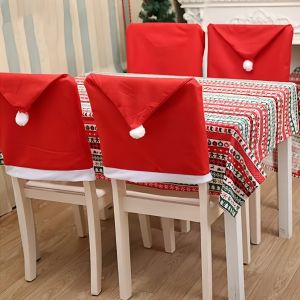 【COD】Christmas Chair Cover Red Santa Claus Hat Dining Chair Cover For New Year Merry Christmas Party Home Kitchen Table Decor 3D Christmas Chair Cover Decorative Washable Home Decoration Restaurant Xmas Cap Christmas Decors