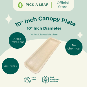 Pick ALeaf Biodegradable Eco-Friendly Rectangle Canopy Plates - Shrink Wrapped Pack of 10