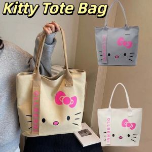 FUTUI น่ารัก กระเป๋าโท้ตคิตตี้ ลายการ์ตูน ความจุขนาดใหญ่ กระเป๋าสะพายไหล่ผู้หญิง ถุงเก็บของ น้ำหนักเบา กระเป๋าผ้า ผู้หญิง