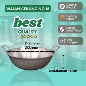 Kuali Wajan Katel Cekung No.16 Penggorengan Bahan Alumunium Tebal Anti Lengket tahan banting