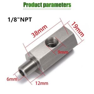 1/8 Inch BSPT Oil Pressure Sensor Tee To NPT Stainless Steel Turbo Feed Line Gauge Exhaust Assembly