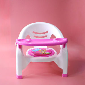 [ยิ่งซื้อ ยิ่งคุ้ม] เก้าอี้นั่งทานข้าวเด็กเบาะนิ่ม พร้อมถาดอาหาร ลายการ์ตูนน่ารักคละลาย