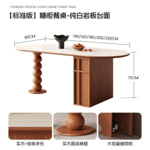 Ancient style French r home dining table in cave stone rock slab dining table oval shaped small unit wall folding dining table