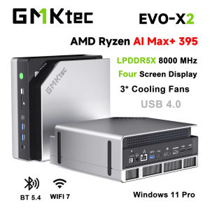 GMKtec EVO-X2 AI Mini PC AMD Ryzen Al Max+ 395 LPDDR5X  8000MHz 128GB PCle 4.0 M.2 2280 SSD 2TB Windows11 Pro 2.5G LAN HDMI2.0 USB4.0*2 WIFI7 BT5.4 Desktop Computer Gaming PC