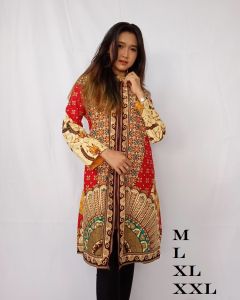 TUNIK BATIK TERBARU 2022 BAJU KANTOR WANITA MODERN PAKAIAN MEWAH UNTUK PESTA MODEL KEKINIAN CANTIK dan ELEGAN BUSANA KONDANGAN ATAU ACARA RESMI RESLETING DEPAN ZIPPER PANJANG UKURAN STANDAR SAMPAI JUMBO M L XL XXL