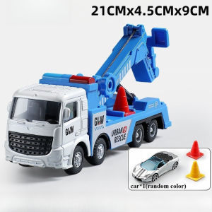 Diecast Tow Truck Toy Flatbed Transporter Crane Wrecker Model Pull Back Wheels Construction Vehicle Play