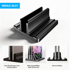 Vertical Laptop Stand Heavy Duty Adjustable Range 1–4.6 cm for Phone Tablet Space Save Single & Dual Slot