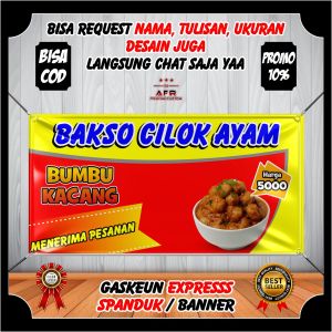 Spanduk banner backdrop CILOK ISI AYAM Banner jualan jajanan cilok isi murah ukuran 150x60cm