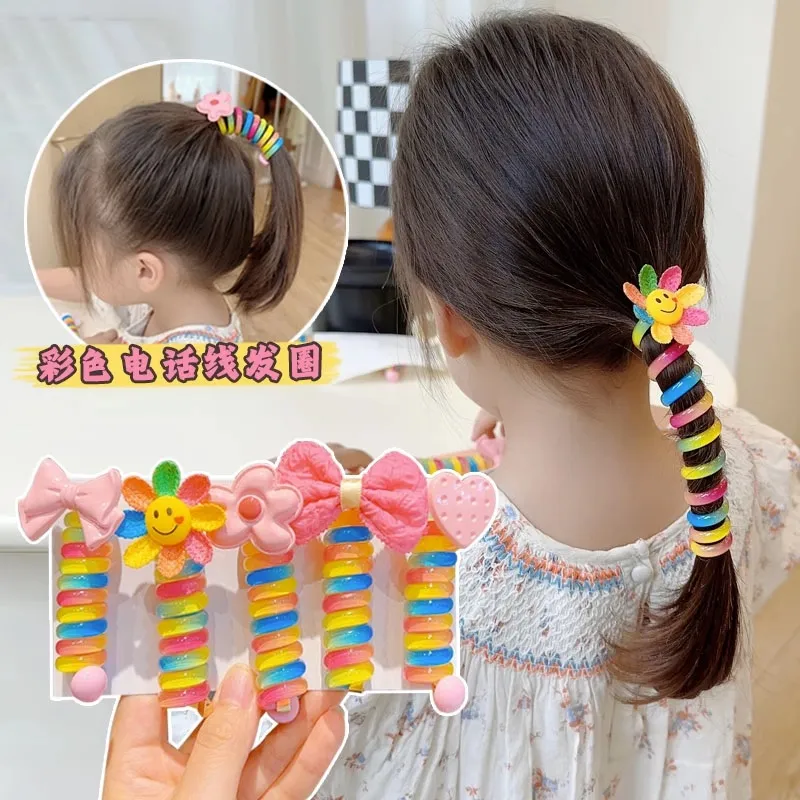 Kids Coil Rubber Band Hair Rope High Ponytail Hair Tie Fashion