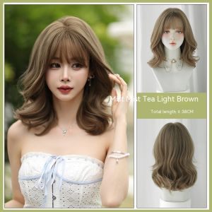 Tse Autumn New Product Womens Large Wave Long Curly Wig Full Head Hair Fashion Wigs Headcover D-143 38Cm