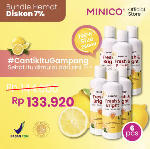 MINICO Fresh and Bright Daily Facial Wash 250ml - 6 pcs | Harga Grosir Sabun Cuci Muka Face Wash