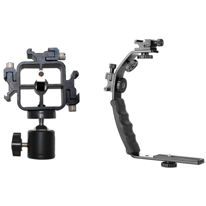 Camera L Bracket Mount Video Grip Dual Flash Cold Shoe Mount with ...