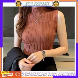 Bra import 035 / Pakaian Atasan Wanita Tanktop Turtle Neck Korean Tanpa Lengan Import