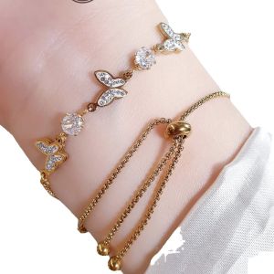 Gelang Serut Kupu Kupu Putih Terbaru Titanium Gold Cxb2713