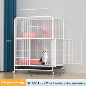 Cat Cage Large Space Stainless Steel 3/4 Layer Cat House With Door Ladder Wheels Layer Cat Villa Big Cat Cage
