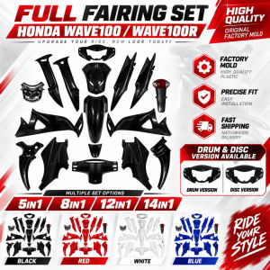 Honda Wave 100 100R Motorcycle Complete Full Fairing Set 14in1 12in1 Drum Disc Black Red Blue