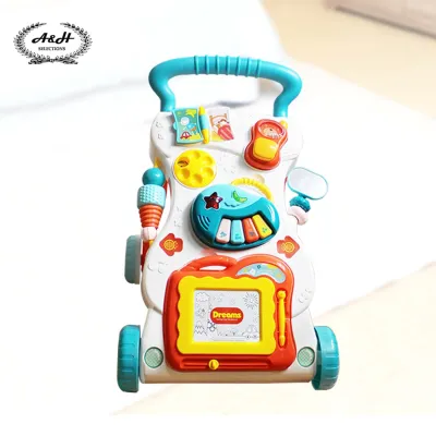 Baby Push Walker Toddler Trolley Sit-to-Stand Walker for Kids Early Learning Educational Musical