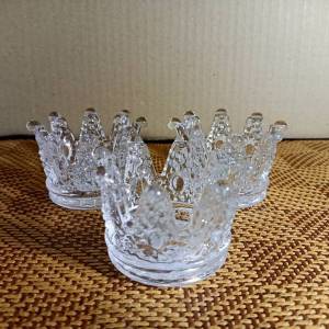 [เซ็ต 3 ชิ้น]เชิงเทียน เชิงเทียนแก้วรูปมงกุฏ เชิงเทียนทรงเตี้ย ถ้วยรองเทียน เชิงเทียนสวยๆสำหรับเทียนทีไลท์ เทียนหอม