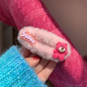 Cartoon Fluffy Hair Clip Cute Sweet Maiden Side Clip Yugui Dog Strawberry Bear Hairpin Plush Hairpin