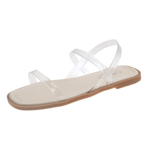 [Free Shipping] Summer Wedge Sandals Korean Style Transparent Fashion Beaded Strap High Heel Open-Toe Beach Shoes In Stock