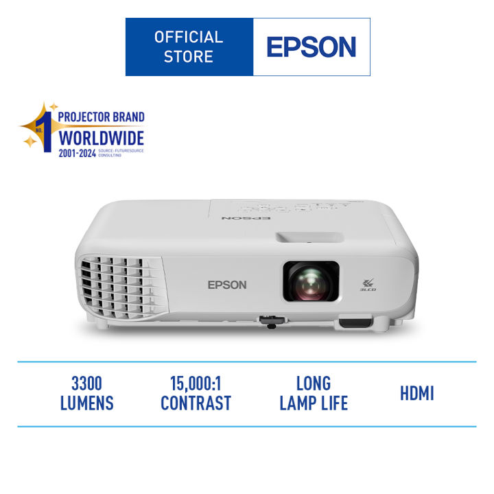 Epson EB-E01 XGA 3LCD Classroom Projector 3,300 Lumens XGA (1024 x 768) 12,000 hours (Eco)