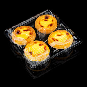  10PCS Disposable Egg Tart Clamshell Packaging Box Desserts Pudding Clamshell Packaging Box