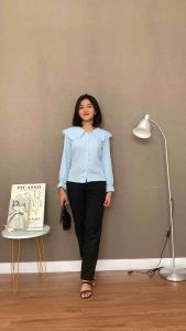 LEONNA - SISCA BLOUSE CRINCLE LENGAN PANJANG WANITA KOREAN STYLE