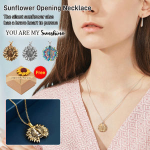 Pendant Necklace Jewelry Engraved Sunflower Open Sunflower Necklace