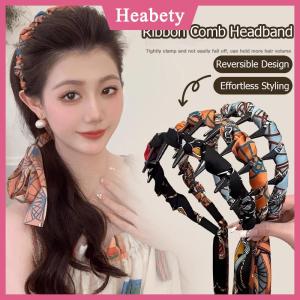 Heabety  Ribbon Lược Headband cổ điển sóng Headband với hoa Ribbon & Comb - Reversible vương miện cao hiệu ứng hairband