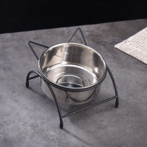 SKISOPGO Stainless Steel Pet Bowl Single/double Food Bowl with Stand Cat Bowl Dog Bowl Bekas Makanan Kucing