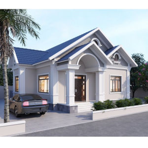 12x16m Bản Vẽ Thiết Kế Nhà Mái Thái 2 sảnh 3 phòng ngủ. In Giấy A3 ảnh 3D màu gồm Kiến Trúc Kết Cấu Điện Nước cổng