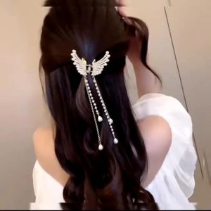 AIDA Elegant Metal Butterfly Pearl Hair Clip Catch Shark Jaw Clip Bath Hair Claw Fashion Accessories 优雅盘发流苏气质金属蝴蝶发夹抓夹鲨鱼