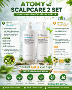 Combo dầu gội và dầu xả chuyên ngăn ngừa và dứt điểm gàu nhanh chóng chiết xuất 26 loại thảo mộc tự nhiên mát lạnh sảng khoái - Atomy Scalpcare 2 set - 애터미 스칼프케어 2종 세트 - Атоми Скалпкеар Набор