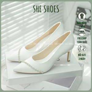 GIÀY CƯỚI LỤA SATIN ĐÍNH ĐÁ XÉO 6 PHÂN ĐỘC QUYỀN BỞI SHESHOES ( NEW ARRIVAL)